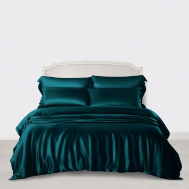 Teal 3 PCS 22 Momme Mulberry Silk Duvet Cover Set for Sale