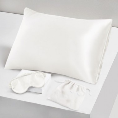 Two Piece Silk Gift Set Ivory Pillowcase & Eye Mask for Sale