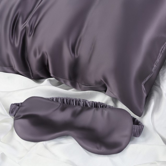 Two Piece Silk Gift Set Slate Gray Pillowcase & Eye Mask for Sale Two Piece Silk Gift Set Slate Gray Pillowcase & Eye Mask for Sale