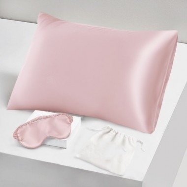 Two Piece Silk Gift Set Suede Rose Pillowcase & Eye Mask for Sale