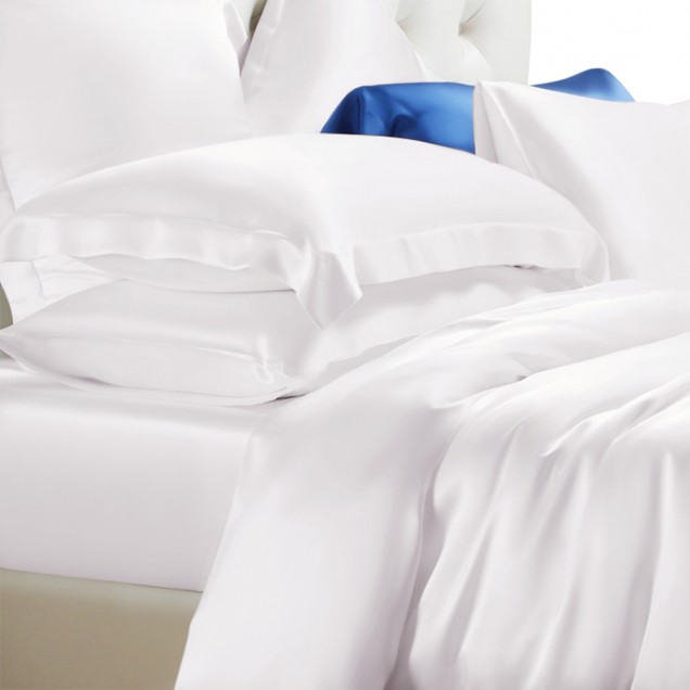 White 22 Momme Mulberry Silk Fitted Sheet for Sale