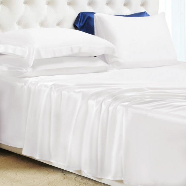 White 22 Momme Mulberry Silk Flat Sheet for Sale White 22 Momme Mulberry Silk Flat Sheet for Sale