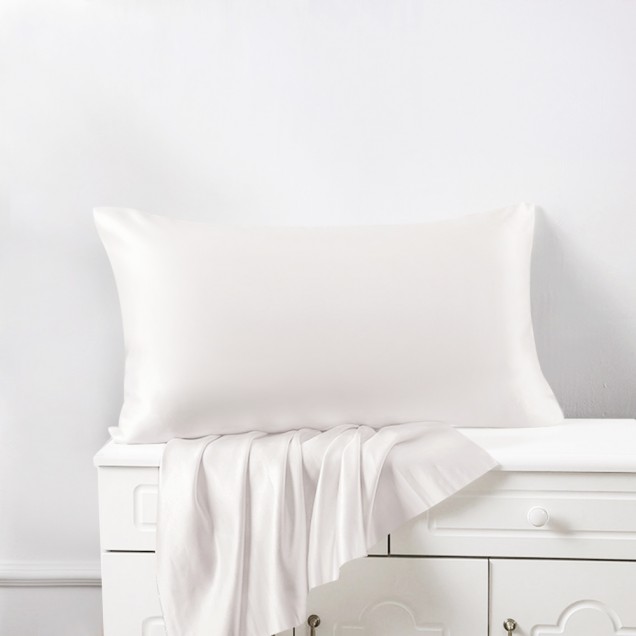 White 22 Momme Mulberry Silk Pillowcase with Hidden Zipper for Sale White 22 Momme Mulberry Silk Pillowcase with Hidden Zipper for Sale