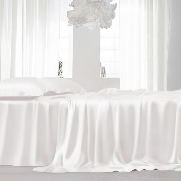 White 22 Momme Mulberry Silk Sheet Set for Sale White 22 Momme Mulberry Silk Sheet Set for Sale