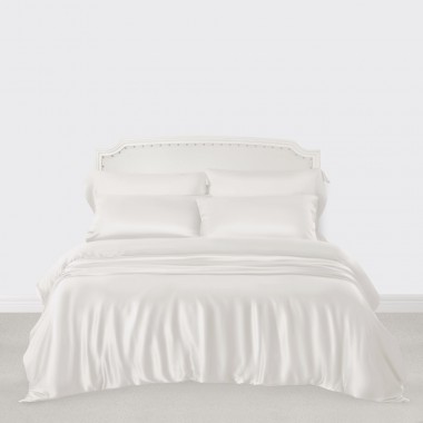 White 3 PCS 22 Momme Mulberry Silk Duvet Cover Set for Sale