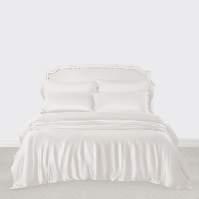White 3 PCS 22 Momme Mulberry Silk Duvet Cover Set for Sale White 3 PCS 22 Momme Mulberry Silk Duvet Cover Set for Sale